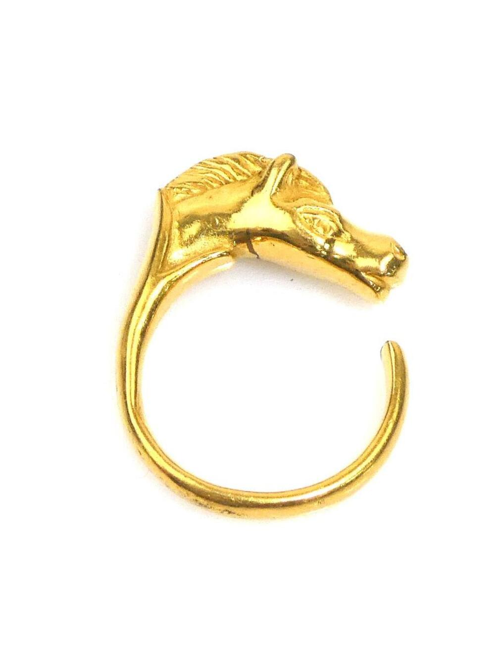 Auth Hermes Cheval Horse Ring Gold #351618H24B